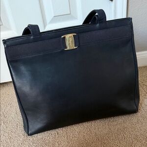 Salvatore Ferragamo Black Leather Briefcase